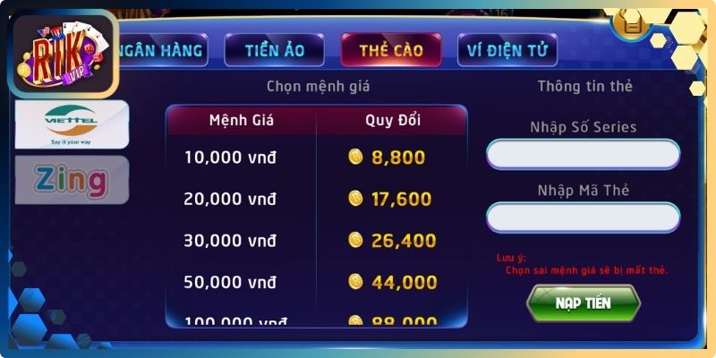 Tiến trình chi tiết từng cách nạp tiền cho người mới