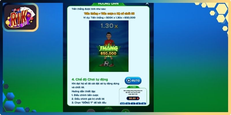 Giá trị thưởng trong game Tâng Bóng Rikvip